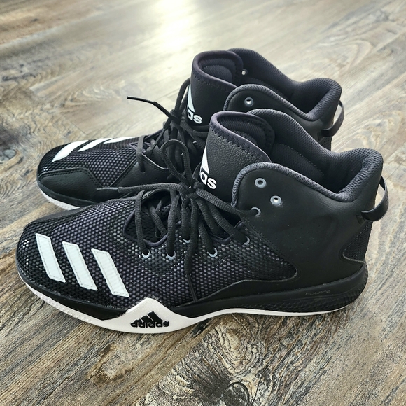 Adidas Dual Threat Black White Basketball Sneakers Men's Size 11.5 - Picture 3 of 10